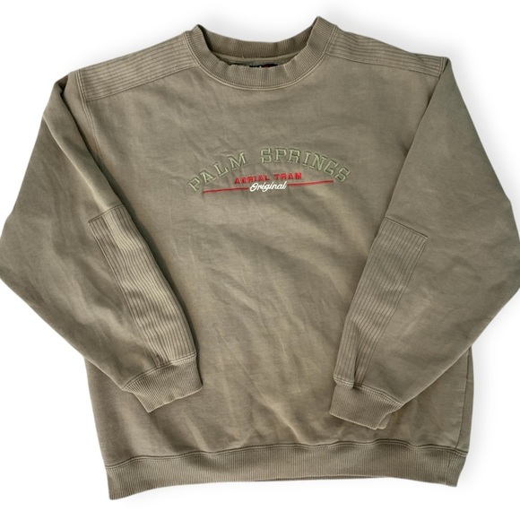 Palm Springs Crewneck Army Green Sweatshirt - Picture 1 of 12